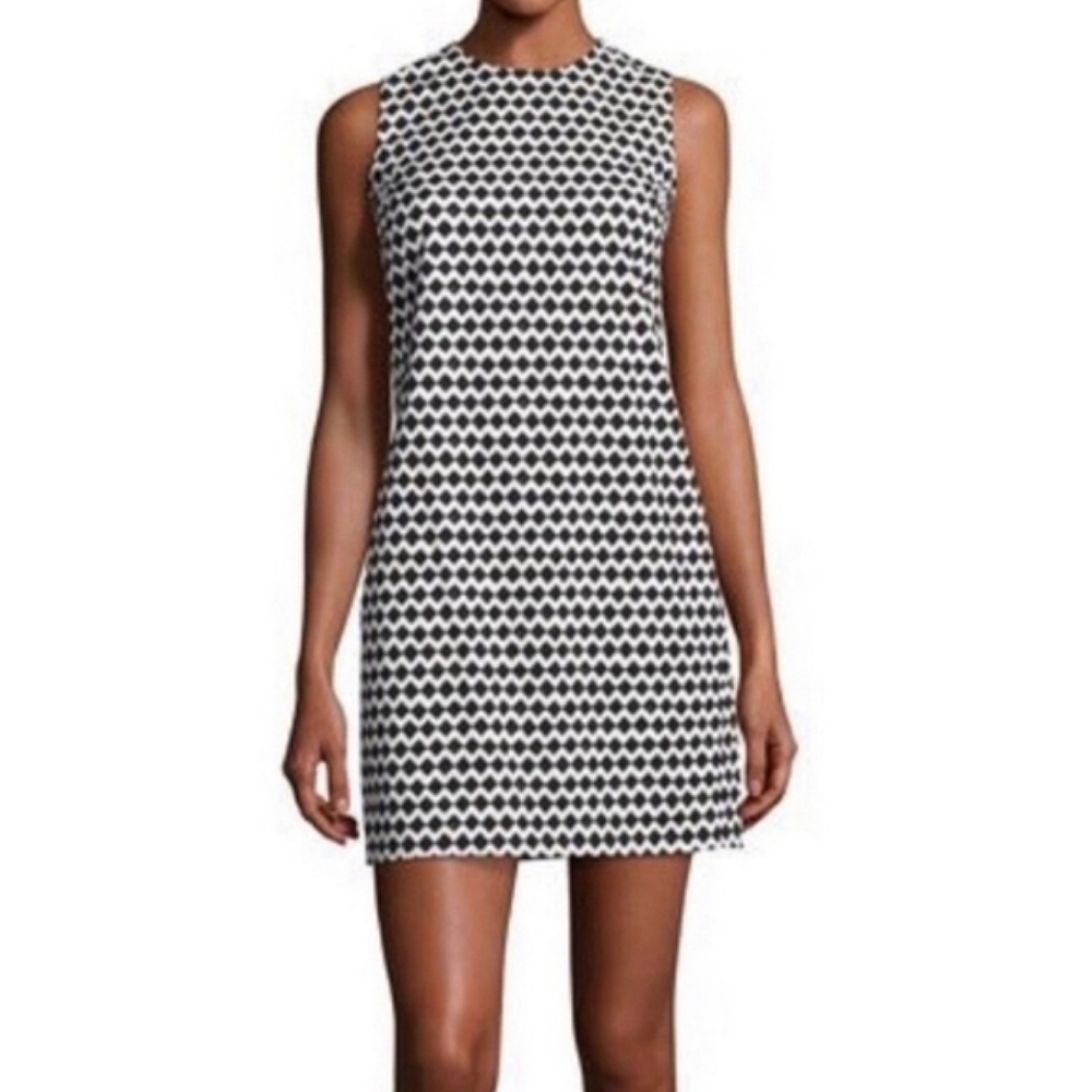 Theory Adraya Pitch Cotton Sleeveless Shift Dress Geo Chevron Print